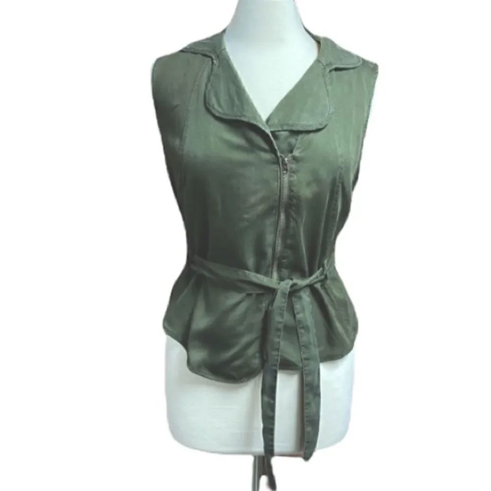 Cato Olive Green Belted Crop Vest Size Medium